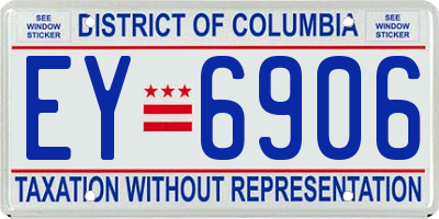 DC license plate EY6906