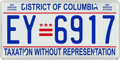 DC license plate EY6917