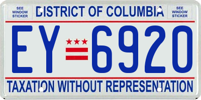 DC license plate EY6920