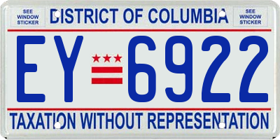 DC license plate EY6922