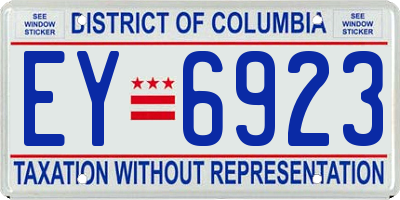 DC license plate EY6923