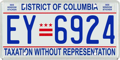 DC license plate EY6924