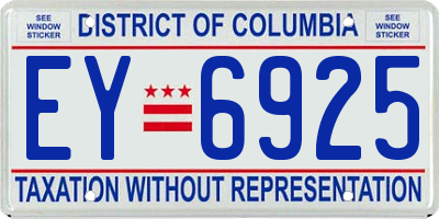 DC license plate EY6925