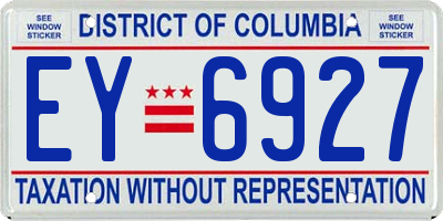 DC license plate EY6927