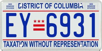 DC license plate EY6931