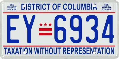 DC license plate EY6934