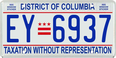 DC license plate EY6937