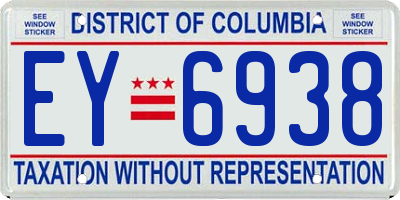 DC license plate EY6938