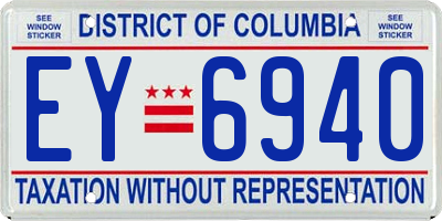 DC license plate EY6940