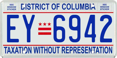 DC license plate EY6942