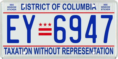 DC license plate EY6947