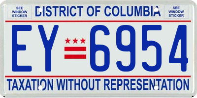 DC license plate EY6954