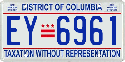 DC license plate EY6961