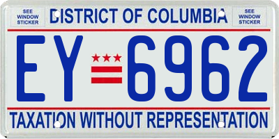 DC license plate EY6962