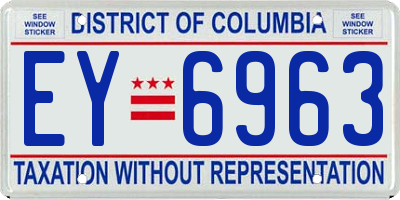 DC license plate EY6963