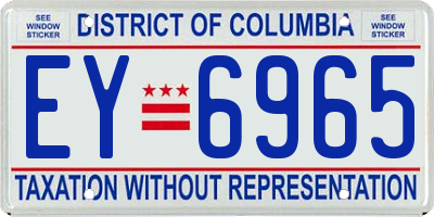 DC license plate EY6965