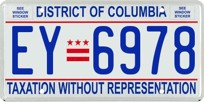 DC license plate EY6978