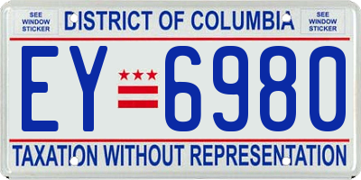 DC license plate EY6980