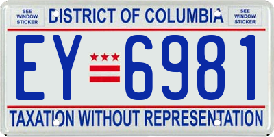 DC license plate EY6981