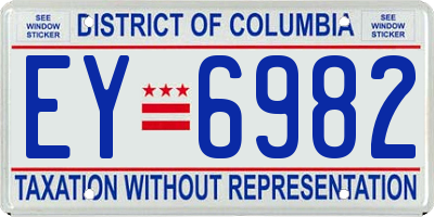 DC license plate EY6982