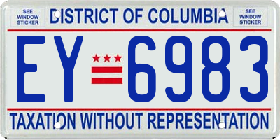 DC license plate EY6983