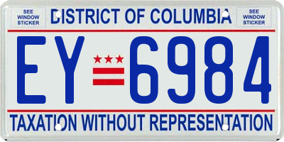 DC license plate EY6984