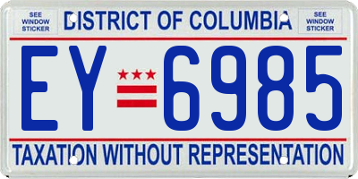 DC license plate EY6985