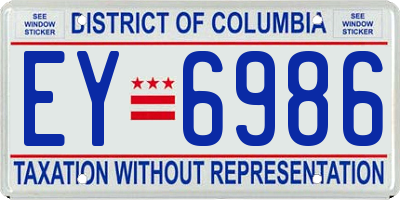 DC license plate EY6986