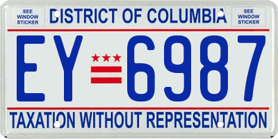 DC license plate EY6987