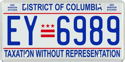 DC license plate EY6989