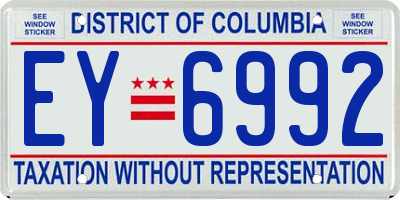 DC license plate EY6992