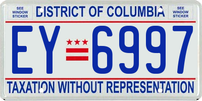 DC license plate EY6997