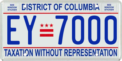 DC license plate EY7000