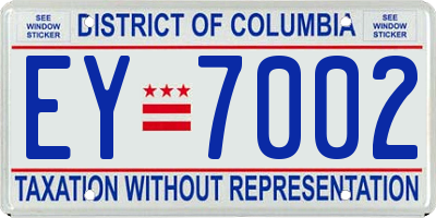 DC license plate EY7002