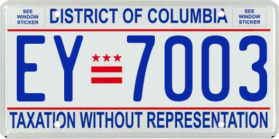 DC license plate EY7003