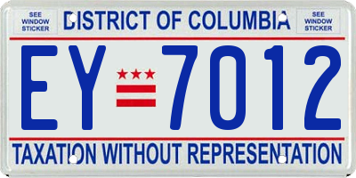 DC license plate EY7012