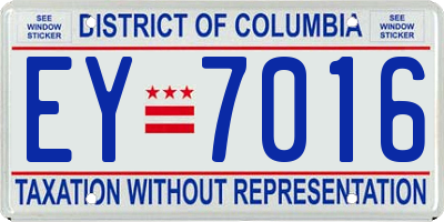 DC license plate EY7016