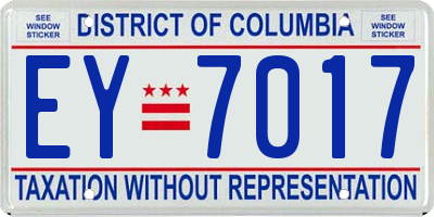 DC license plate EY7017