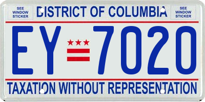 DC license plate EY7020