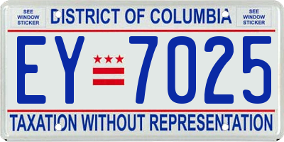 DC license plate EY7025