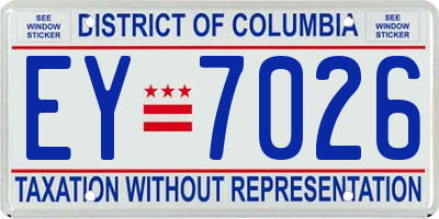 DC license plate EY7026