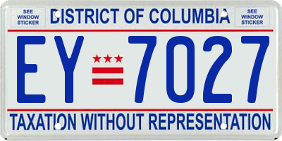 DC license plate EY7027