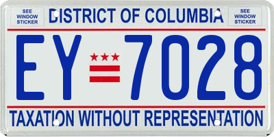 DC license plate EY7028