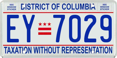 DC license plate EY7029