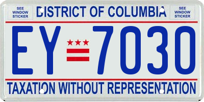 DC license plate EY7030