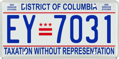 DC license plate EY7031