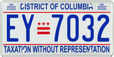 DC license plate EY7032