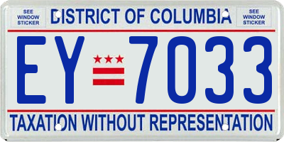 DC license plate EY7033