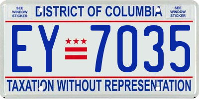 DC license plate EY7035