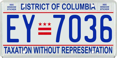 DC license plate EY7036